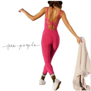 Free People Bodysuit Jumpsuit Fushia Fizz Kriss Kross back